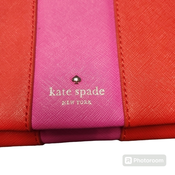 Kate Spade Red/Pink Leather Racing Stripe Crossbody Clutch Handbag - Picture 6 of 10
